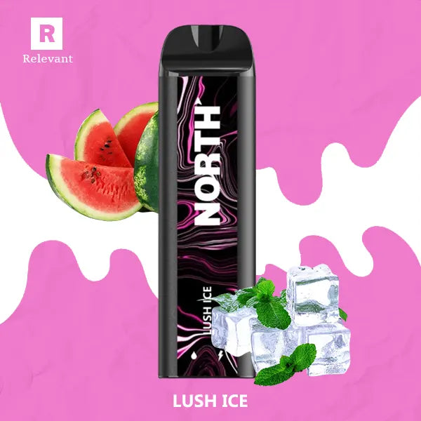 Vape flavor display, Lush Ice watermelon vape, Grape Ice e-liquid, mint disposable vape, fruit and ice vape - North 5000 Lush Ice Flavor - Refreshing Watermelon Vape
