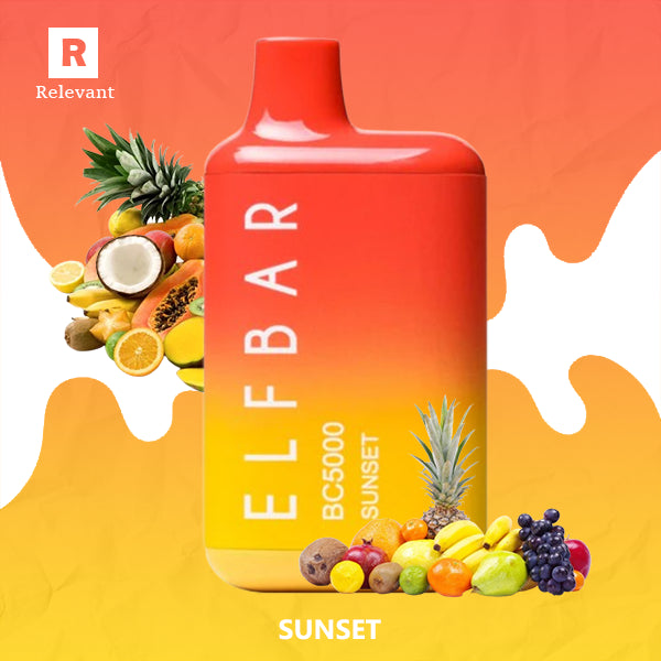 deep red yellow sun elfbar geschmack BC5000 Sunset Pod-Basisgerät elfbar elfa pods Flavors:Strawberry Banana (ON) ELFBAR LOWIT 12000 Puffs